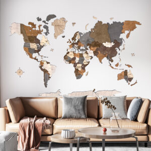 fa világtérkép - wood world map - fa dekoráció falra